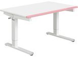 Schreibtisch PAIDI "TEENIO in verschiedenen Ausführungen, mitwachsend & ergonomisch", kreideweiß, rosé, B:120cm T:75cm, Tische, Schreibtisch, höhenverstellbarer Schülerschreibtisch, Platte bis 14 neigbar