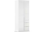 Drehtürenschrank OTTO HOME "Kleiderschrank Schrank Garderobe AGORDO mit Dekor- oder Hochglanzfront", weiß (alpinweiß, hochglanz weiß), B:91cm H:229cm T:54cm, Holzwerkstoff, Schränke, Drehtürenschrank, mit Außenschubkästen, Serie in 7 Breiten und 2 Höhen MADE IN GERMANY