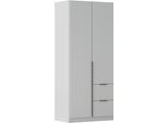 Drehtürenschrank OTTO HOME "Kleiderschrank Schrank Garderobe AGORDO mit Dekor- oder Hochglanzfront", grau (seidengrau), B:91cm H:210cm T:54cm, Holzwerkstoff, Schränke, Drehtürenschrank, mit Außenschubkästen, Serie in 7 Breiten und 2 Höhen MADE IN GERMANY