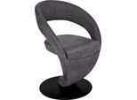Esszimmerstuhl K+W KOMFORT & WOHNEN "Wave, Drehstuhl", grau (anthrazit, drehteller in metall schwarz struktur), B:62cm H:86cm T:61cm, 785: Microfaser, 100% Polyester, Stühle, Esszimmerstuhl, Design-Drehstuhl, schwarzer Drehteller