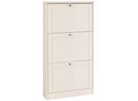Schuhschrank OTTO HOME "Heide", beige (kaschmir), B:70cm H:130cm T:19cm, FSC-zertifizierter Holzwerkstoff, Schränke, Schuhschrank, Breite 70 cm, mit 3 Klappen und Facettenfront, Höhe ca. 130 cm