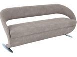 Essbank K+W KOMFORT & WOHNEN "Wave, Polsterbank", grau (hellgrau), B:204cm H:83cm T:68cm, Bronco: Nappaleder pigmentiert, Dickleder, 1, 3/1, 5mm, mit rustikal gekörnten Narbenbild; 785: Microfaser, 100% Polyester, Sitzbänke, Essbank, in geschwungener Optik mit Metallkufe