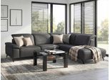 Ecksofa MUSTERRING "MR370", grau (schwarz), B:288cm H:83cm T:241cm, 100% Leder, Sofas, Ecksofa, Edles Leder in 3 Farben, Sitzkomfort nach Wahl, Maße 288 x 241 cm