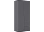 Drehtürenschrank OTTO HOME "Kleiderschrank Schrank Garderobe AGORDO mit Dekor- oder Hochglanzfront", grau (graumetallic), B:91cm H:210cm T:54cm, Holzwerkstoff, Schränke, Drehtürenschrank, mit Außenschubkästen, Serie in 7 Breiten und 2 Höhen MADE IN GERMANY