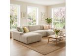 Wohnlandschaft TRENDMANUFAKTUR "Wien, wahlweise mit Sitzvorschub und Bettkasten, Breite 329 cm", beige (cream), B:329cm H:73cm T:162cm, 92%Polyester, 8%Polyamide, Sofas, Wohnlandschaft, U-Form, in trendigem Cordstoff