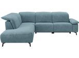 Ecksofa MUSTERRING "MR 370, intelligenter Komfort im modernen Design", blau (light, blau), B:288cm H:83cm T:241cm, 16% Baumwolle, 79% Polyester, 5% Polyacryl, Sofas, Ecksofa, Optionale Relaxfunktion, flexible Kopfteile & klappbare Armlehnen
