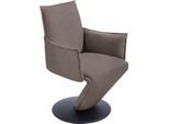 Esszimmerstuhl K+W KOMFORT & WOHNEN "Drive, Drehstuhl", braun (sattel 77, drehteller in metall schwarz struktur), B:61cm H:94cm T:63cm, Cloud: Nappaleder pigmentiert, Glattleder, 0, 9/1, 1mm, elegantes Leder mit Wolkung und weichen Griff, Stühle, Esszimmerstuhl, Sessel mit federnder Sitzschale, Drehteller in Metall schwarz Struktur