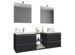 Waschtisch VCM "3-tlg. Doppel Waschplatz Waschtisch Badinos XXL", schwarz, B:157cm T:46cm, Waschtische, Waschtisch