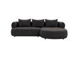 P & B , Schwarz , Textil , Füllung: Komfortschaum, Silikon , Ottomane rechts, L-Form , 256x156 cm , Made in EU, FSC 100% ,
