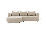 P & B , Beige , Textil , Füllung: Komfortschaum, Silikon , Ottomane links, L-Form , 256x156 cm , Made in EU, FSC 100% ,