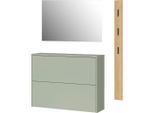 Livetastic , Grün, Eichefarben , Glas, Holzwerkstoff , 130x200x27 cm , Made in Germany , Beimöbel erhältlich, hängend , Garderobe, Garderoben-Set