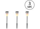LED Solarleuchte GLOBO LIGHTING "SOLAR", silber, 3, 1 Stk., Leuchten, Solar, Garten, Fire Effect, Akku, Terrasse, Schiebeschalter, IP44