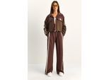 Gestreiftes Hemdblusenjacken- und Hose mit weitem Bein Set