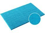 Badematte OTTO HOME "Vanessa Chenille, Badvorleger, Badezimmer Teppich, Duschvorleger" Gr. 3, blau (türkis), H:15mm, Polyester, Badematten, Badematte, Uni Farben, besonders weich
