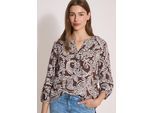 Shirtbluse CECIL, Damen, Gr. 3XL, braun cacao, Stoff, 100% Viskose, gemustert, klassisch normal, Rundhals, elastischer Bund, Blusen, mit 3/4 Ärmeln