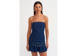 Strapless Mini Denim Jurk Met Riem