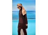 Bruine volledige dekking tule detail bescheiden badmode Burkini-set
