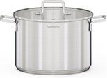 Suppentopf HANSEATIC "DAILY", silberfarben, 9,5 liter, H:18cm Ø:26cm, Töpfe, Suppentopf, handfreundliche Griffe, Literskala, Glasdeckel, Induktion