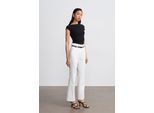 Hoge taille gestreepte flare broek met riem