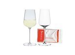 Champagnerglas SPIEGELAU "Weißweingläser + Poliertuch Definition 430 ml 2er Set transparent", bunt (transparent), Glas, Trinkgefäße, Champagnerglas