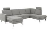 Wohnlandschaft DIE PLANBAR, grau (asina grau), B:307cm H:88cm T:190cm, 94% Polyester, 6% Nylon, Sofas, Wohnlandschaft, Wahlweise mit Kopfstützen, Stauraum und motorischer Vorziehbank