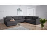 Wohnlandschaft OTTO HOME "Hobro U-Form", grau (anthrazit), B:348cm H:80cm T:270cm, Luxus-Microfaser Lederoptik (100% Polyester;Struktur grob (100% Polyester);Samtoptik (100% Polyester), Sofas, Wohnlandschaft, in 3 Bezugsqualitäten in vielen Farben