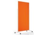 Magnetoplan mobile Moderationstafel VarioPin White, Hoch-/Querformat, 2-seitig nutzbar, B 1000 x H 1800 mm, Filz/Aluminium, orange/weiß