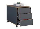 Container VCM "Holz Rollcontainer Bürocontainer Salia 3 Schublade", schwarz (anthrazit), B:42cm T:70cm, Obermaterial: 100% Holz Wood., Rollwagen, Container
