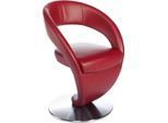 Esszimmerstuhl K+W KOMFORT & WOHNEN "Wave, Drehstuhl, Polsterstuhl", rot (rubin 11, drehteller in edelstahloptik gebürstet), B:62cm H:86cm T:61cm, Bronco: Nappaleder pigmentiert, Dickleder, 1, 3/1, 5mm, mit rustikal gekörnten Narbenbild, Stühle, Esszimmerstuhl, Design-Drehstuhl, Drehteller in Edelstahloptik