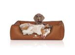 Knuffelwuff Hundebett Henderson aus marmoriertem Kunstleder terracotta XXXL