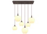 Globo , Braun, Opal, Schwarz , Metall, Kunststoff, Glas, Textil , 42x120x86 cm , CE , Beleuchtung, Innenleuchten, Hängeleuchten, Hängeleuchten mehrflammig