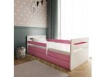 Mid.you , Weiß, Pink , Holz , Birke , Sperrholz,Schichtholz,Schichtholz , H3 , 1-Zonen , links montierbar, rechts montierbar , 80x160 cm , Bettkasten, Lattenrost, Matratze, mit Schubkästen,nicht verstellbar ,