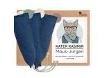 Kater Kasimir MAUS-JÜRGEN - XXL Spielmaus, handgemacht aus robustem Jeans-Stoff und Leder Ohren (3er Set)