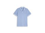 TOM TAILOR Herren Piqué Poloshirt mit Logo-Print, blau, Uni, Gr. M