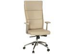 Mid.you , Silberfarben, Beige , Metall , Echtleder,Kombination Echtleder/Lederlook , Nappaleder , 60x131x52 cm , Wippfunktion, Sitzfläche 360° drehbar, ergonomische Rückenlehne , Büromöbel, Bürostühle, Schreibtischsessel