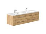 Mid.you , Eichefarben , Holzwerkstoff , 4 Schublade(n) Schubladen , 160 cm , hängend , Badezimmer, Badezimmermöbel, Badezimmerschränke, Waschtische