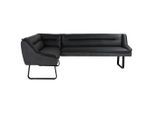 Novel Eckbank, Schwarz, Metall, Textil, Leder, Echtleder, Rindleder, 5-Sitzer, Eckteil, 236x178 cm, Esszimmer, Bänke, Eckbänke