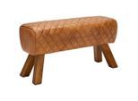 Livetastic Hockerbank, Braun, Holz, Leder, Echtleder, Ziegenleder, Mangoholz, massiv, Lederoptik, 90x46x30 cm, Typenauswahl, Esszimmer, Bänke, Sitzbänke