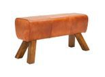 Livetastic Hockerbank, Braun, Holz, Leder, Echtleder, Anilinleder, Mangoholz, massiv, Vintage, 90x46x30 cm, Lederauswahl, Esszimmer, Bänke, Sitzbänke