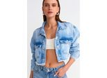 Korte Denim Puffer Jas