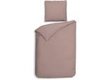 Bettwäsche HECKETT & LANE "Punto", rosa (rose tan), B/L: 135cm x 200cm, 1 Stk., 1 Stk., Mako-Satin, B/L: 80cm x 80cm, 2 Stk., Mako-Satin, Obermaterial: 100% Baumwolle, Bettwäsche, Bettwäsche, gepunktet, 100% Baumwolle ab 135x200 cm.
