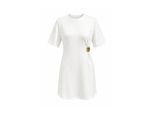 Crew Neck Mini T-shirt Jurk met Steen Accessoire