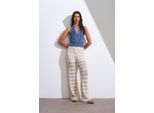Dames Hoge Taille Brede Pijp Gestreepte Gebreide Broek