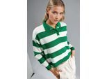 Gestreifter Strick-Polo-Kragen-Pullover