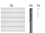 Doppelstabmattenzaun ALBERTS "Grundset", anthrazit, H:160cm, Stahl, Zaunelemente, Höhe: 80-200 cm, Gesamtlänge: 4-30 m, zum Einbetonieren
