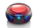 Lenco SCD-550RD - Tragbares FM-Radio mit CD/MP3-Player - Bluetooth - USB-Anschluß - Lichteffekte - Kopfhörerausgang - Rot
