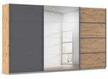 Kleiderschrank OTTO HOME "Mehrzweckschrank Aktenschrank Möbel Mietswohnung Schlafzimmer AVOLA", beige (eiche artisan, graumetallic, leisten graumetallic), B:360cm H:210cm T:62cm, Holzwerkstoff, Schränke, Kleiderschrank, mit eleganten Zierleisten in Chrom, Schwarz oder Weiß MADE IN GERMANY