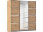 Kleiderschrank OTTO HOME "Mehrzweckschrank Aktenschrank Möbel Mietswohnung Schlafzimmer AVOLA", beige (eiche artisan, leisten chrom), B:203cm H:210cm T:62cm, Holzwerkstoff, Schränke, Kleiderschrank, mit eleganten Zierleisten in Chrom, Schwarz oder Weiß MADE IN GERMANY