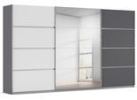 Kleiderschrank OTTO HOME "Mehrzweckschrank Aktenschrank Möbel Mietswohnung Schlafzimmer AVOLA", grau (graumetallic, alpinweiß, leisten chrom), B:360cm H:210cm T:62cm, Holzwerkstoff, Schränke, Kleiderschrank, mit eleganten Zierleisten in Chrom, Schwarz oder Weiß MADE IN GERMANY