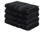 Duschtücher OTTO HOME "Vanessa, 4 Duschtücher, 70x140cm, in Standard- und Premium-Qualität", schwarz, B:70cm L:140cm, Walkfrottee, Obermaterial: 100% Baumwolle, Handtücher, Duschtücher, Handtücher mit Bordüre, 100% Baumwolle, einfarbig, weich
